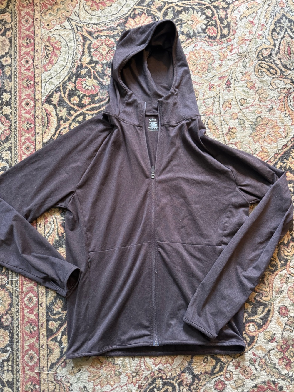 Quince Women's Dark Brown Full-Zip Hooded Jacket